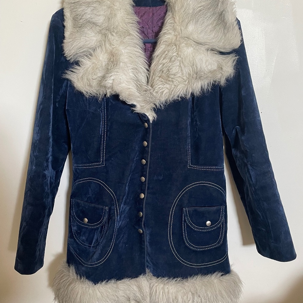 Vintage Crushed Velvet & Faux Fur Penny Lane
